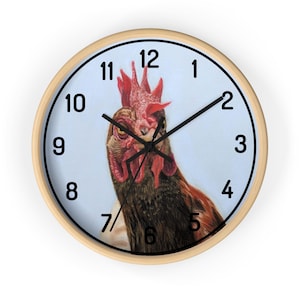 Charming Red Hen Farmhouse Clock – Rustic Decor for Your Home