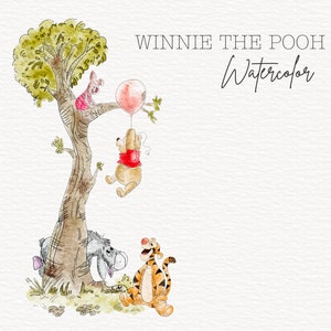 Bundle classique de cliparts PNG Winnie l'ourson, 1 PNG, scènes de Winnie l'ourson, Winnie pour baby shower, faire-part d'anniversaire, etc., usage Commercial,