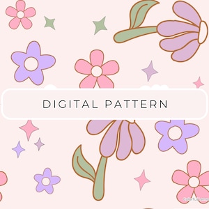 Groovy Spring Summer Flower Digital Paper Pattern, Flower Seamless Patterns,  Digital Patterned Paper PNG, Scrapbooking Commercial Use