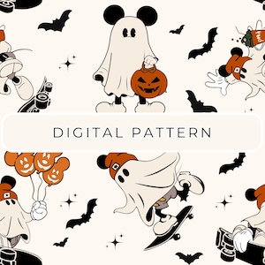 Halloween Mouse Digital Paper Pattern, Mouse Seamless Pattern, Digital Paper, Mouse PNG, Patterned Paper, Commercial Use