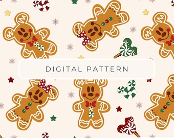 クリスマスマウスのデジタルペーパー、サンタクロースのPNGパターン（商用利用可）