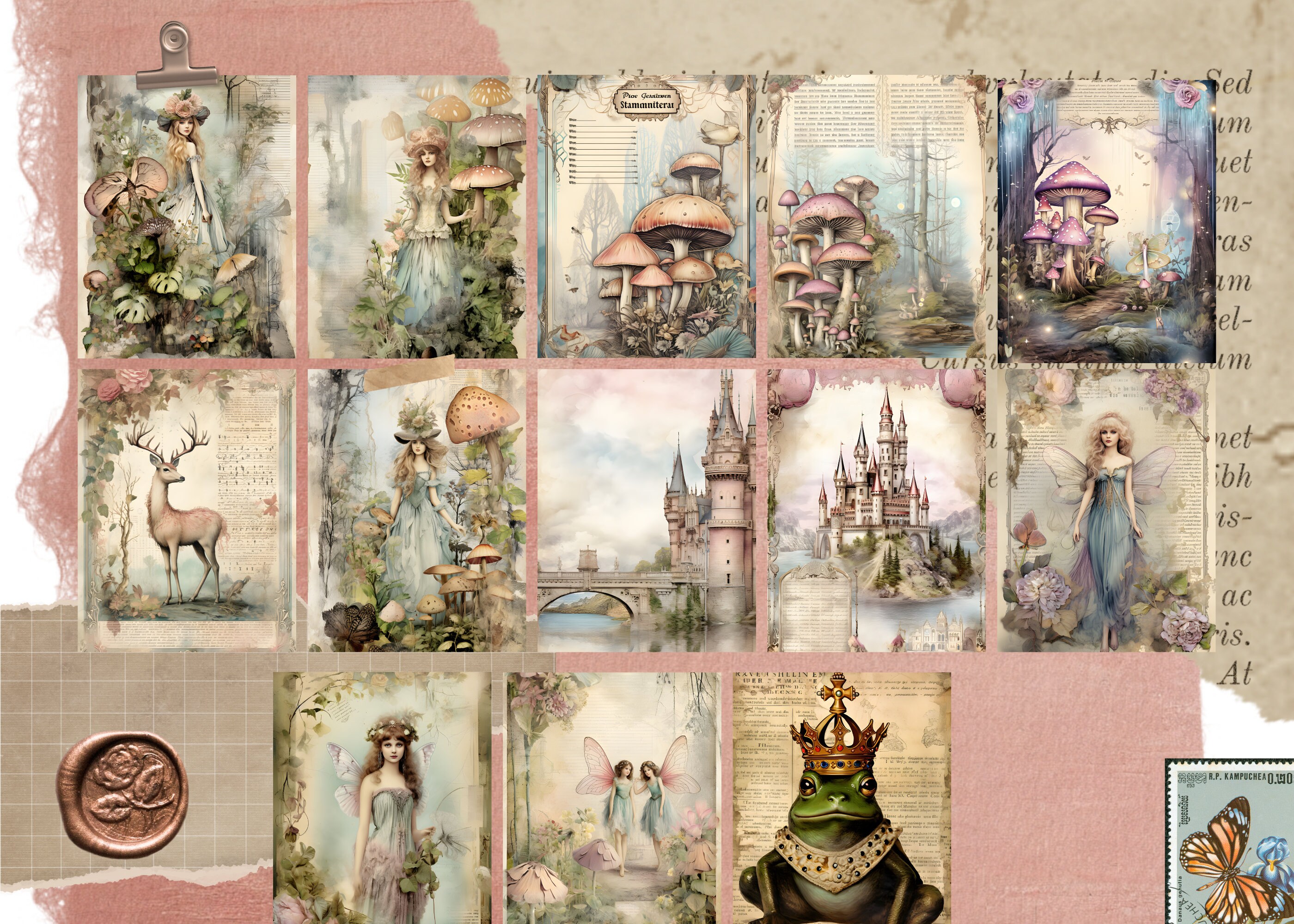 Fairy Forest Junk Journal Pages, Vintage Junk Journal Pages, Fantasy ...