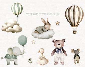 Watercolor Woodland Animals Clipart Bundle, Nursery Decor (Digital Download)