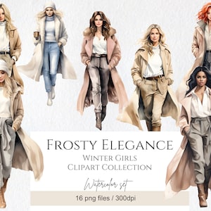 Acuarela Hermosa Mujer Invierno Elegancia Clipart PNG, Imágenes Prediseñadas de mujeres, Retratos de mujeres, Álbum de recortes, Diario basura, Uso comercial Digital