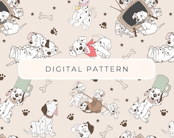 Dalmatian Dogs Digital Paper Pattern, 101 Seamless Pattern, Digital Paper, Dalmatian PNG Patterned Paper Scrapbooking Commercial Use