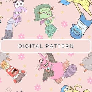 Patrón de papel digital Inside Out, Emociones Patrones sin costuras Papel digital PNG, Uso comercial de Scrapbooking