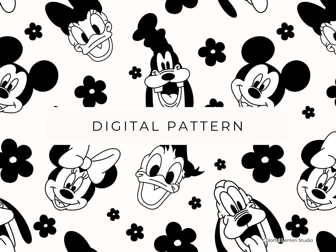 Mouse and Friends Digital Paper Pattern, Mouse Daisy Seamless Pattern ...