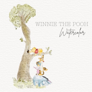 Paquete de imágenes prediseñadas PNG clásicas de Winnie the Pooh, 1 escena PNG de Winnie the Pooh, Winnie para baby shower, invitación de cumpleaños, etc., uso comercial