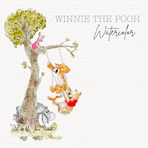 Bundle classique de cliparts PNG Winnie l'ourson, 1 scènes de Winnie l'ourson PNG, Winnie pour une baby shower, une invitation d'anniversaire, etc., usage Commercial
