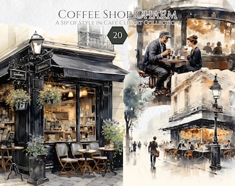 Watercolor Paris Coffee Shop Clipart PNG, Cute Paris Scenes PNG,  Coffee shop, French bakery, Eiffel Tower, Scrapbook Sticker Commercial Use