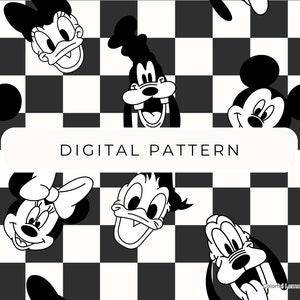 Mouse And Friends Digital Paper Pattern, Mouse Check Seamless Pattern, Digital Paper, Mouse PNG, Patterned Paper Scrapbooking Commercial Use