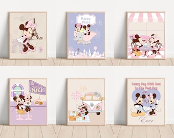 Vintage Mickey and Minnie Art Print Set, Nursery Decor (Digital Download)