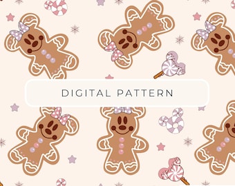 Christmas Gingerbread Mouse Seamless Pattern (Digital Paper)