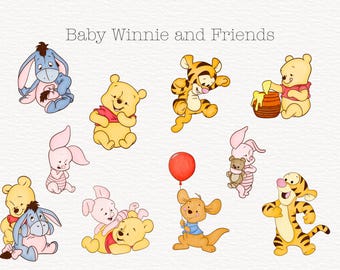 Paquete de imágenes prediseñadas de Bebé Winnie the Pooh, Winnie Friends PNG (Uso comercial)