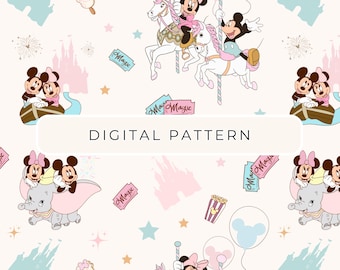 Pastel Mouse Seamless Pattern, Scrapbooking Paper (PNG Digital Download)