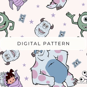 Monster Inc Modèles de papier numérique, Modèles sans couture, Papier numérique PNG, Papier à motifs, Scrapbooking à usage commercial