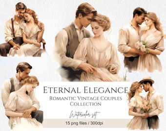 Watercolor Beautiful Woman Man Portrait Clipart PNG, Romantic Couples clipart, edding couple, Scrapbook Junk Journal Commercial use Digital