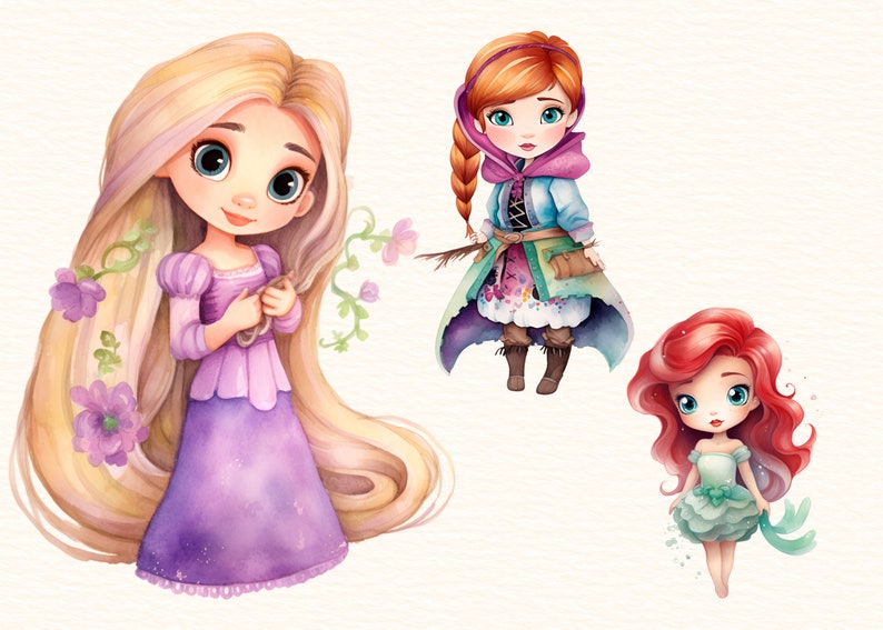 Princess Clipart PNG, Watercolor Princess Clipart Nursery Decor PNG ...