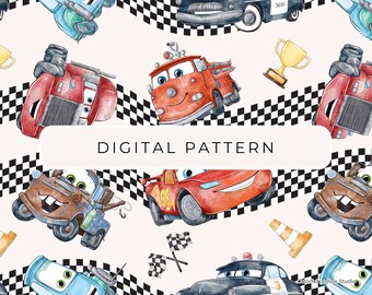 Cars Digital Paper, Seamless PNG Pattern (Commercial Use)