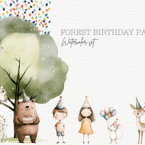 Bundle de cliparts aquarelle animaux mignons de la forêt, décoration de chambre d'enfant, clipart enfants, Png mignons animaux des bois, numérique, usage Commercial