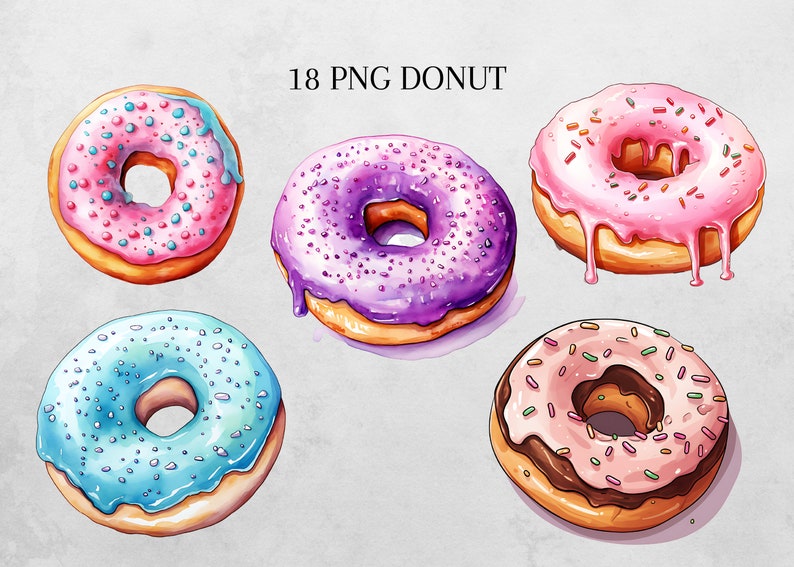 Watercolor Donut Clipart PNG, Sweet Bakery Food Clipart, Donut Birthday ...