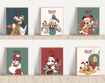 Christmas Mickey and Friends Print Set, Nursery Wall Art (Digital Download)