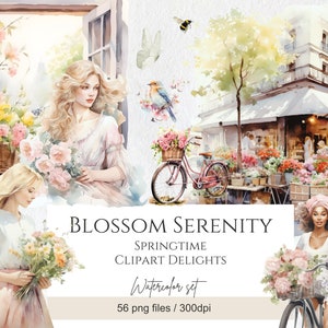 Frühlings-Clipart-Sammlung Bundle, Frühlingsblumen-Clip Art PNG-Dateien, Frühling Clipart, Frühlingsgarten Clipart, kommerzielle Nutzung, Digital