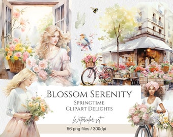 Spring Clipart Collection Bundle, Spring Flower Clip Art PNG Files, Springtime Clipart, Spring Garden Clipart, Commercial Use, Digital