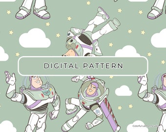 Toys Digital Paper Pattern, Buzz Seamless Patterns,  Digital Paper PNG, Patterned Paper, Scrapbooking Commercial Use