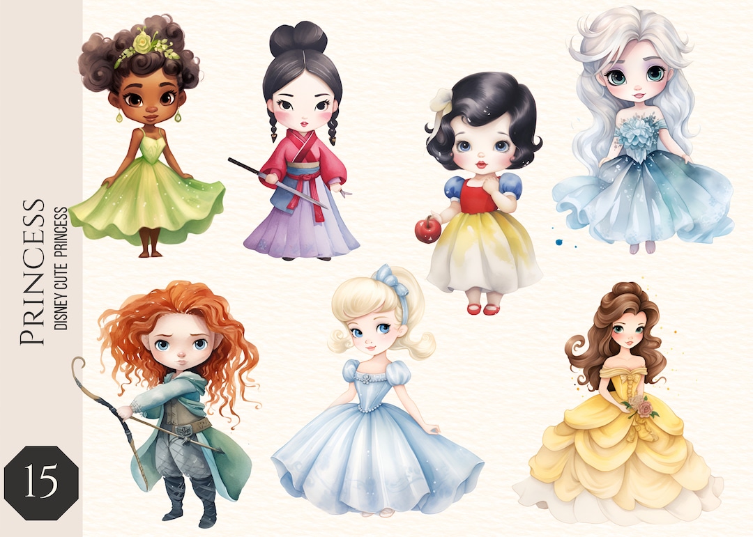 Princess Clipart PNG, Watercolor Princess Clipart Nursery Decor PNG ...