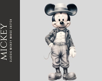 クラシックミッキーマウススケッチPNG PDF JPGクリップアート