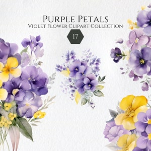 Acuarela violeta ramos flor clipart PNG, flor de primavera, flores púrpuras, flores de imágenes prediseñadas de primavera, imágenes prediseñadas florales prefabricadas, uso comercial