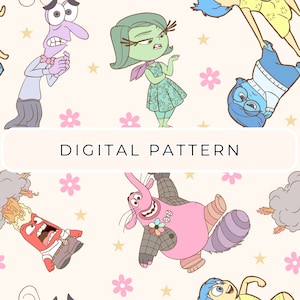 Motif de papier numérique à l'envers, émotions sans couture motifs papier numérique PNG, utilisation commerciale de scrapbooking