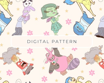 Inside Out Digital Paper Pattern, Emotions Seamless Patterns Digital Paper PNG, Scrapbooking Commercial Use