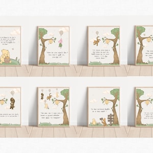 Poster stampabile di Winnie The Pooh, Hundred Acre Wood Nursery Kids Wall Art, set di 8 Winnie Art