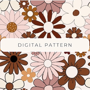 Fall Boho Daisy Flower Digital Paper Pattern, Flower Seamless Patterns,  Digital Patterned Paper PNG, Scrapbooking Commercial Use
