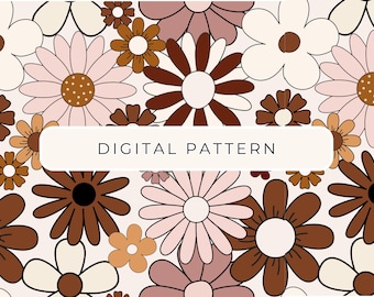 Fall Boho Daisy Flower Digital Paper Pattern, Flower Seamless Patterns,  Digital Patterned Paper PNG, Scrapbooking Commercial Use