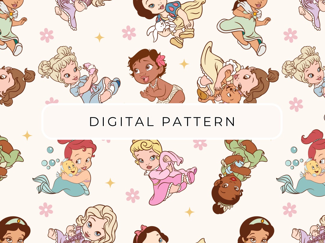 Baby Princess Digital Paper Pattern Theme, Ariel Belle Mulan Snow White ...