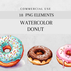 Watercolor Donut Clipart PNG, Sweet Bakery Food Clipart, Donut Birthday ...