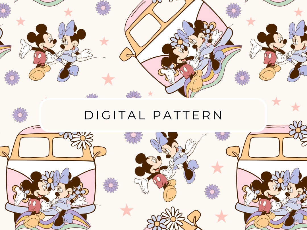 Groovy Mouse Digital Paper Pattern, Pastel Mouse Seamless Patterns ...