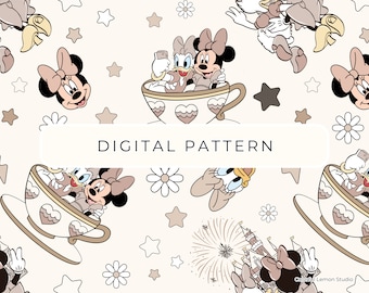 Mouse And Daisy Digital Paper Pattern, Seamless Pattern, Girls Trip Digital Paper, Mouse PNG, Patterned Paper Scrapbooking Commercial Use