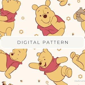 Patrón de papel digital Winnie The Pooh, patrón sin costuras Winnie Check, papel digital, Winnie PNG, uso comercial de scrapbooking de papel estampado