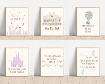 Disney Inspired Classroom Decor Posters, Kids Wall Art Set (Digital Download)