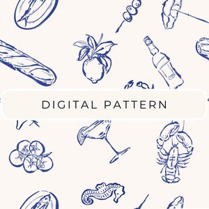 Italian Summer Pattern, Summer Aesthetic, Coastal Mediterranean Art Seamless, Digital Paper, Patterned Paper, Scrapbooking Commercial Use
