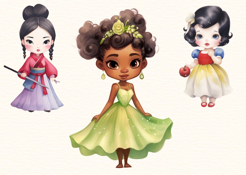 Princess Clipart PNG, Watercolor Princess Clipart Nursery Decor PNG ...