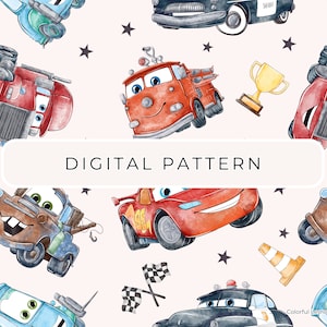 Cars Digital Paper Pattern Theme, Cars Seamless Patterns Digital Paper PNG Paper, Commercial Use