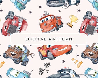 Cars Digital Paper Pattern Theme, Cars Seamless Patterns Digital Paper PNG Paper, Commercial Use