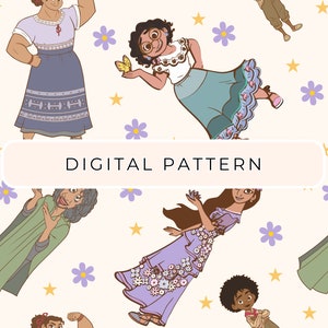 Encanto Digital Paper Pattern Theme, Princess Seamless File PNG, Commercial Use, Digital Download