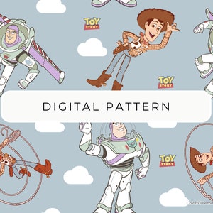 Spielzeug Digitales Papiermuster, Woody And Buzz Nahtlose Muster, digitales Papier PNG, gemustertes Papier, Scrapbooking kommerzielle Nutzung