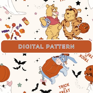 Halloween motif papier numérique Winnie l'ourson, modèle sans couture Winnie, papier numérique, Winnie PNG, papier à motifs, usage Commercial